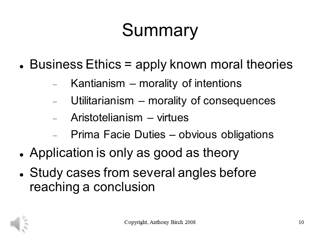 Summary of Business Ethics